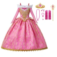 Kid Wedding Dresses for Girls Aurora Costume Birthday Party Accessories Princess Dress Girls Pink Glitter Tutu Dress 3-10 yrs