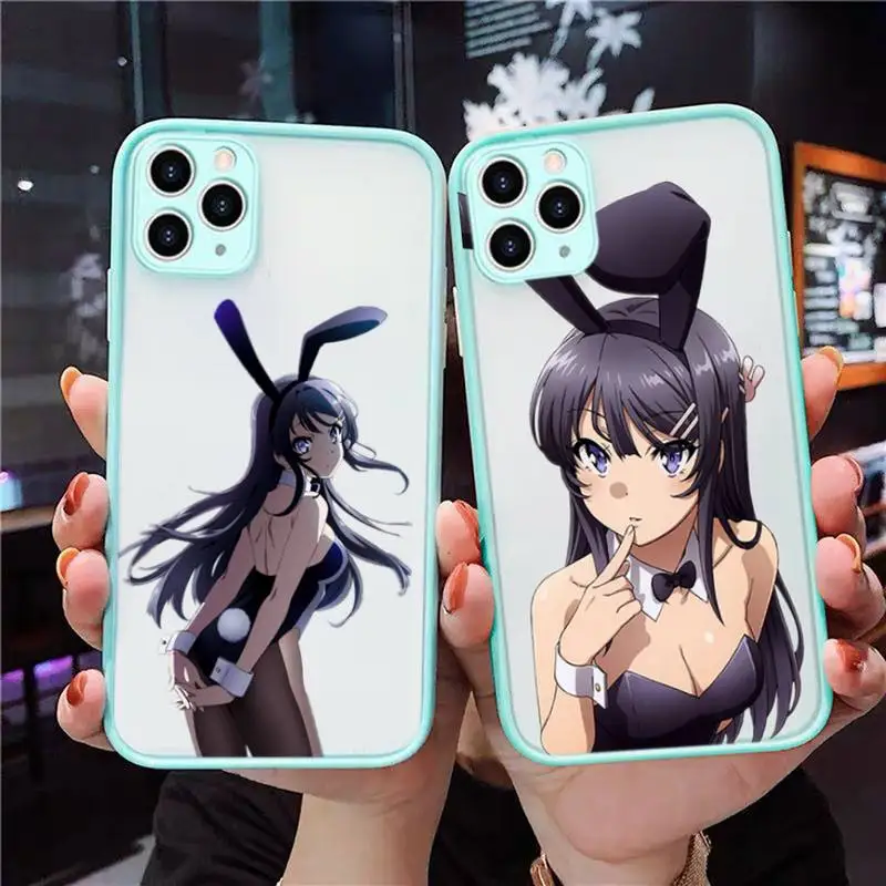 

Anime Mai Sakurajima Phone Case Blue Transparent Matte For IPhone 7 8 11 12 S Mini Pro X XS XR MAX Plus Cover Shell
