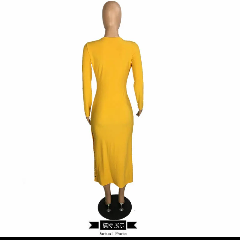 Женское модное Повседневное платье средней длины с боковыми пуговицами и