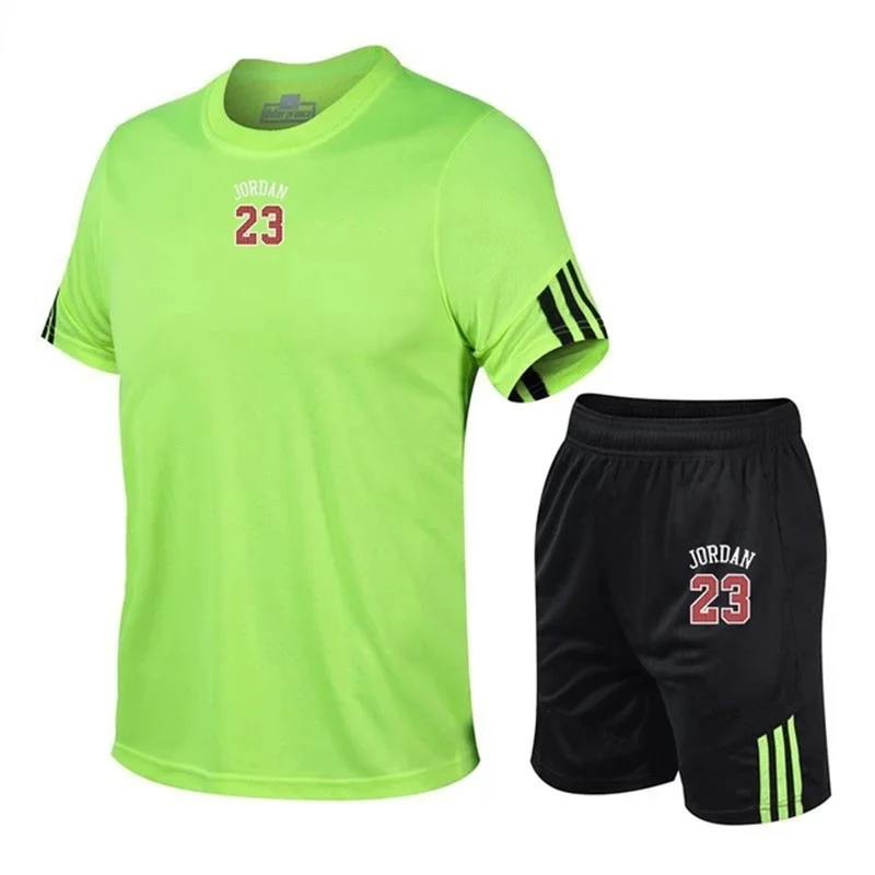 

2021 summer new casual running short-sleeved shorts two-piece men's trend suit quick-drying sportswear men's breathable suit