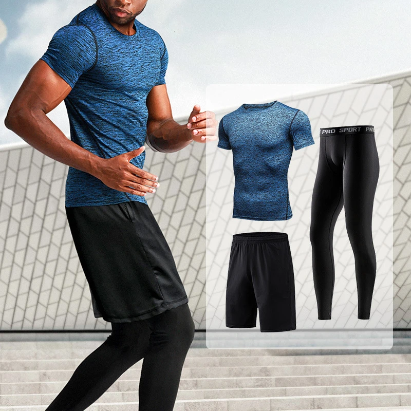 Мужская спортивная одежда компрессионный спортивный костюм мужской комплект