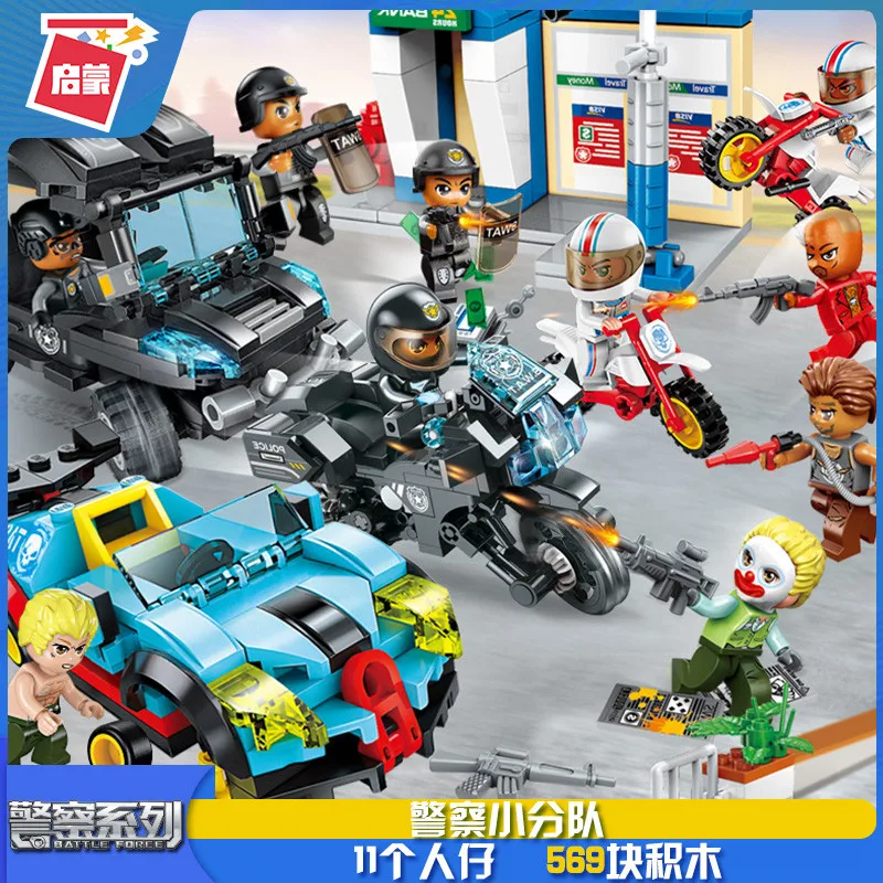 

SWAT Team Boy Building Blocks Children's Educational Motorcycle Assembled Police Car Toy Boy 6-8 Years Old Military Vehicle