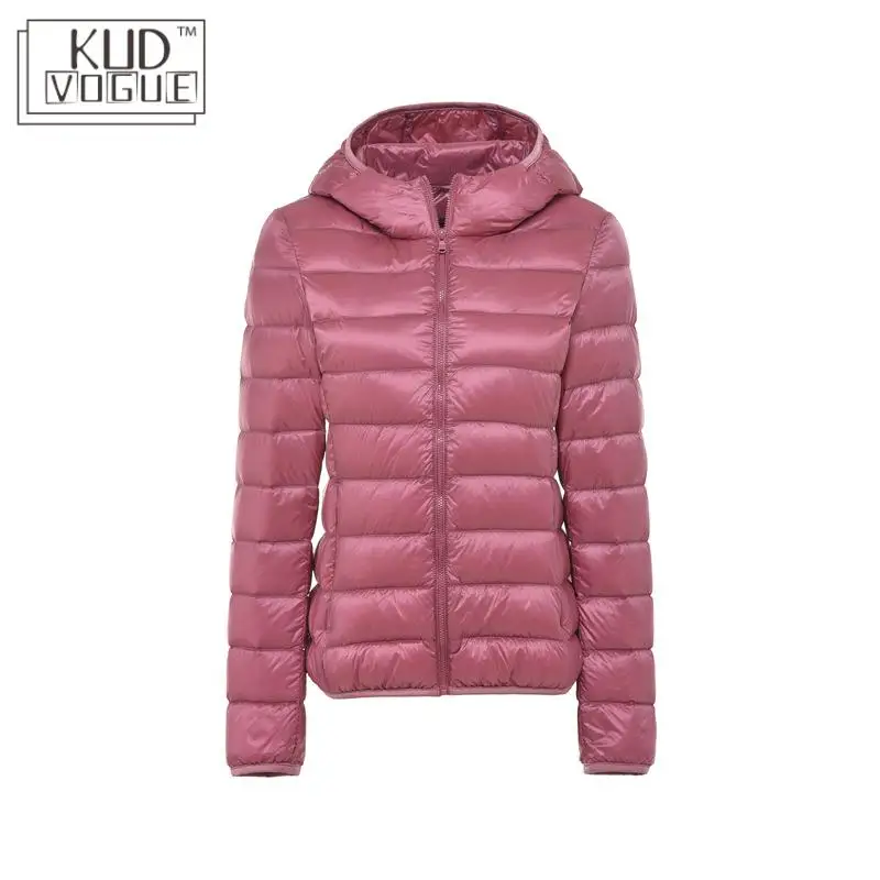 Осенне зимний женский пуховик ультра легкий белый утиный пух пальто с длинным