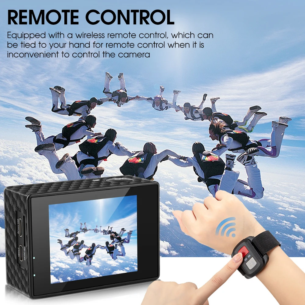 Скидка Портативная Экшн-камера HD 4K Wi-Fi, с сенсорным экраном 2,0 дюйма