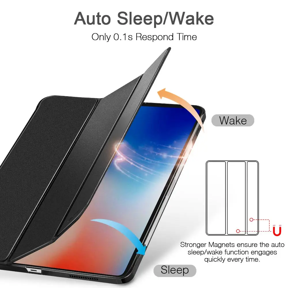 ESR Чехол для iPad Pro 11 чехол из искусственной кожи прозрачный PC задняя ультра тонкий легкий вес Trifold Smart Cover для iPad Pro 11