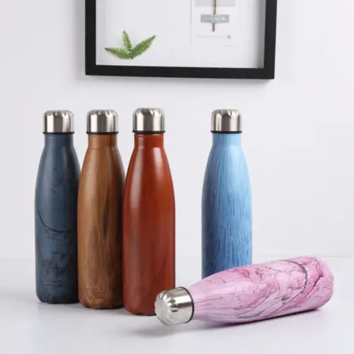 

500ML Vacuum Insulated Water Bottle Flask Thermal Sport Chilly Hot Cold Cup Stainless Steel Creative Mug Marble Head Cup