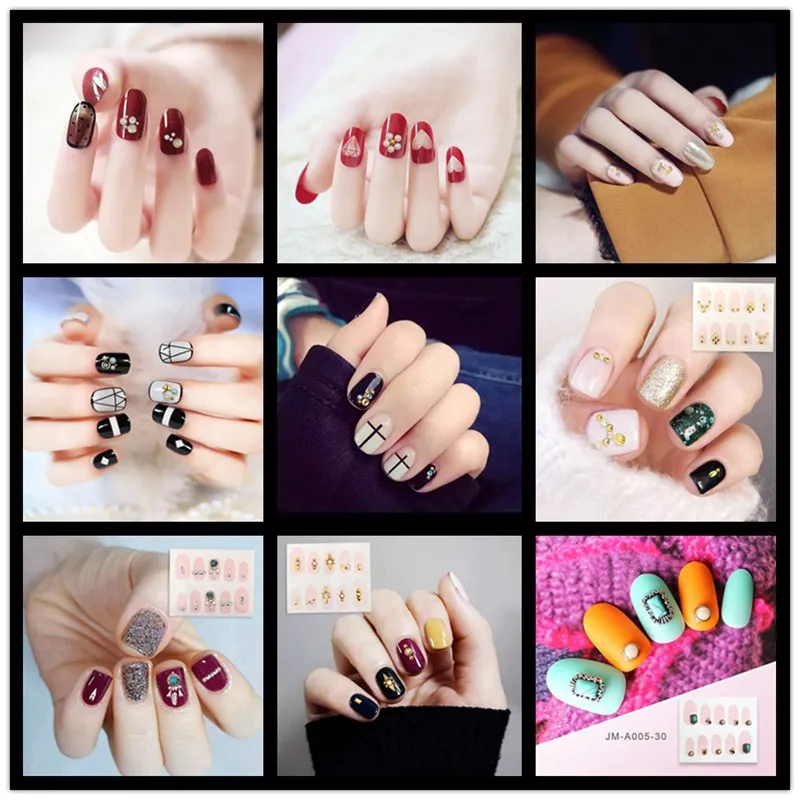 24 накладные ногти на с желейным клеем дизайнерские искусственные Короткие