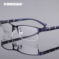 yooske fashion men business glasses frame mens anti blue light transparent computer eyeglasses half frame diopter eyewear