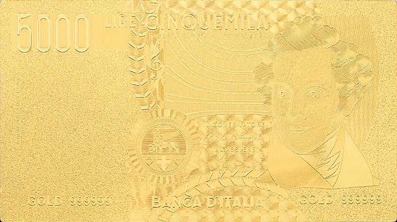 2 шт./компл. 5000 евро 24K Золотая фольга итальянская банка Реалистичная коллекция