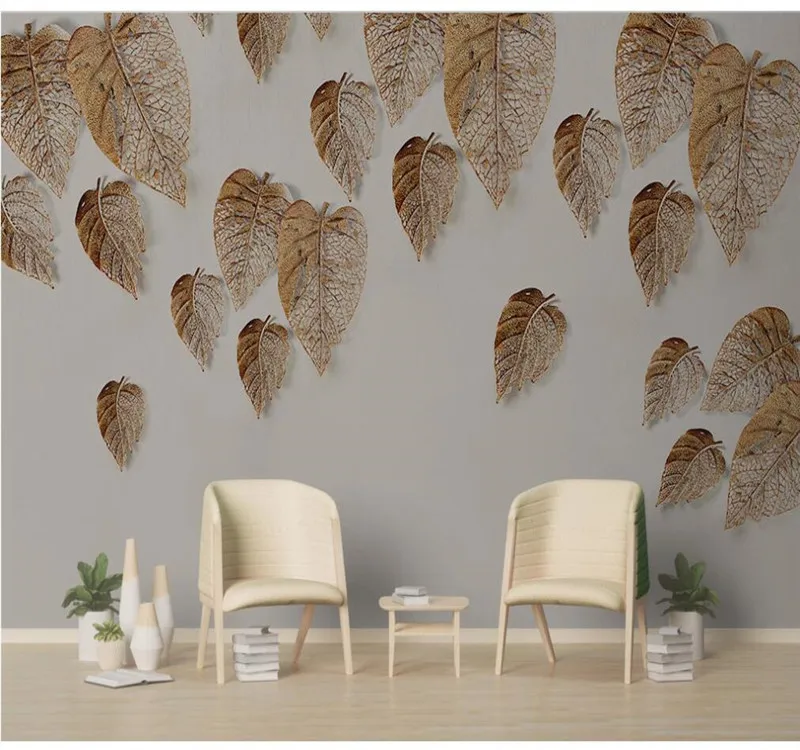

Custom wallpaper murals 3d - 3d golden leaf Nordic modern minimalist backdrop