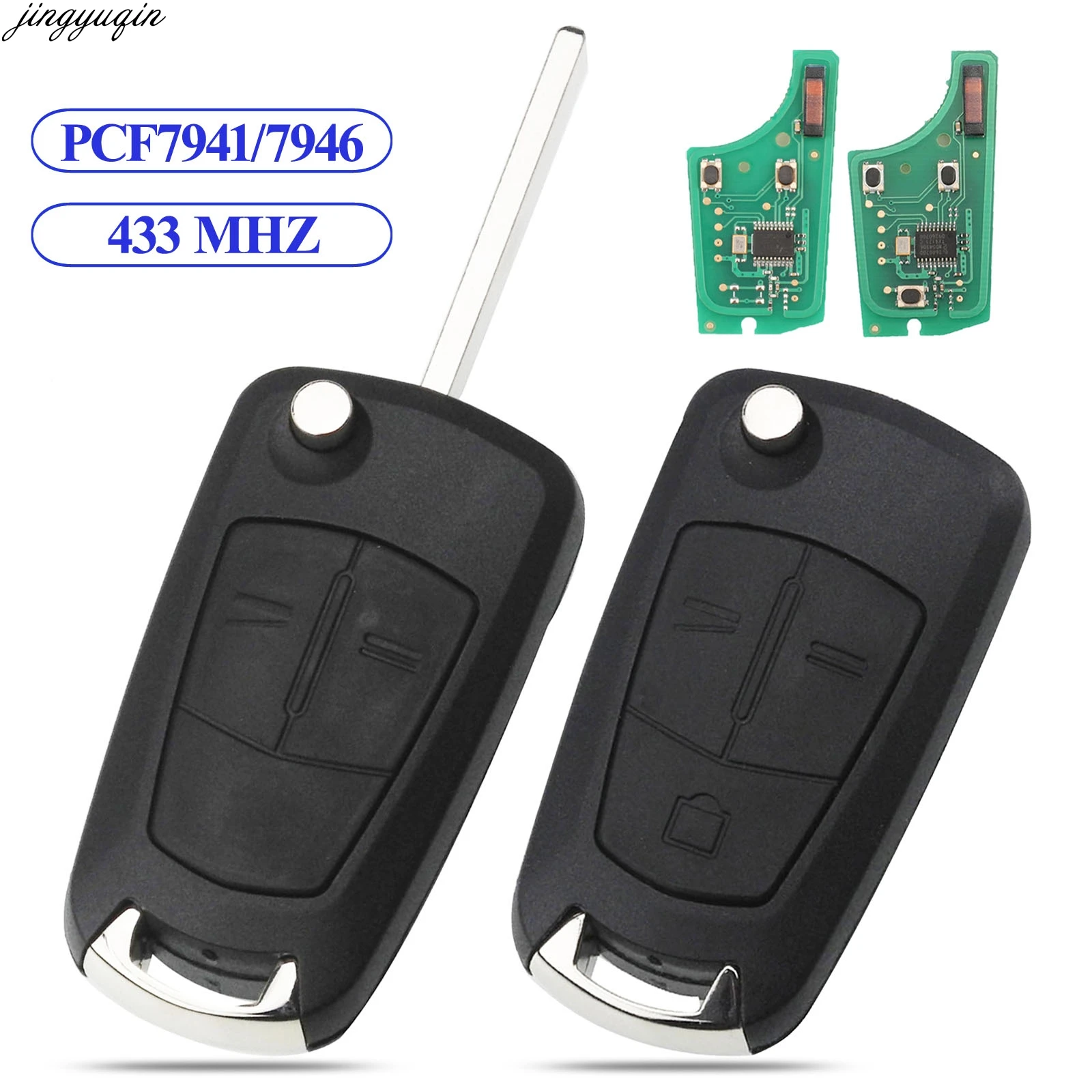 

Jingyuqin Flip Remote Car Key 433MHZ PCF7941/7946 For Opel/Vauxhall Astra H 2004-2009 Zafira B 2005-2013 Corsa D Vectra C 2/3B