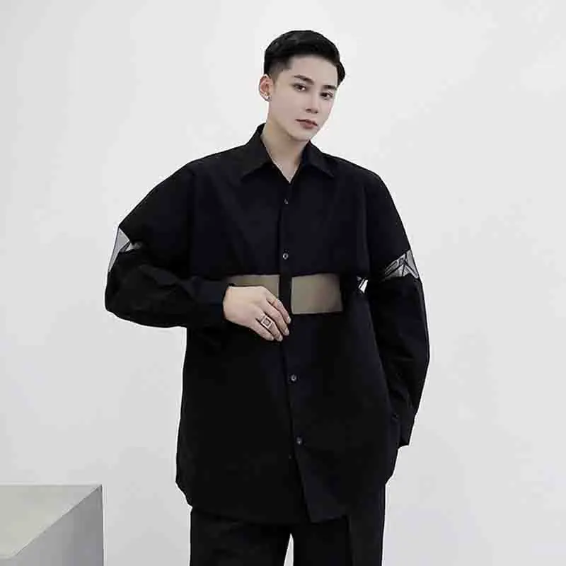 Ажурная темная рубашка Chaomen в стиле Харадзюку свободная модная индивидуальная