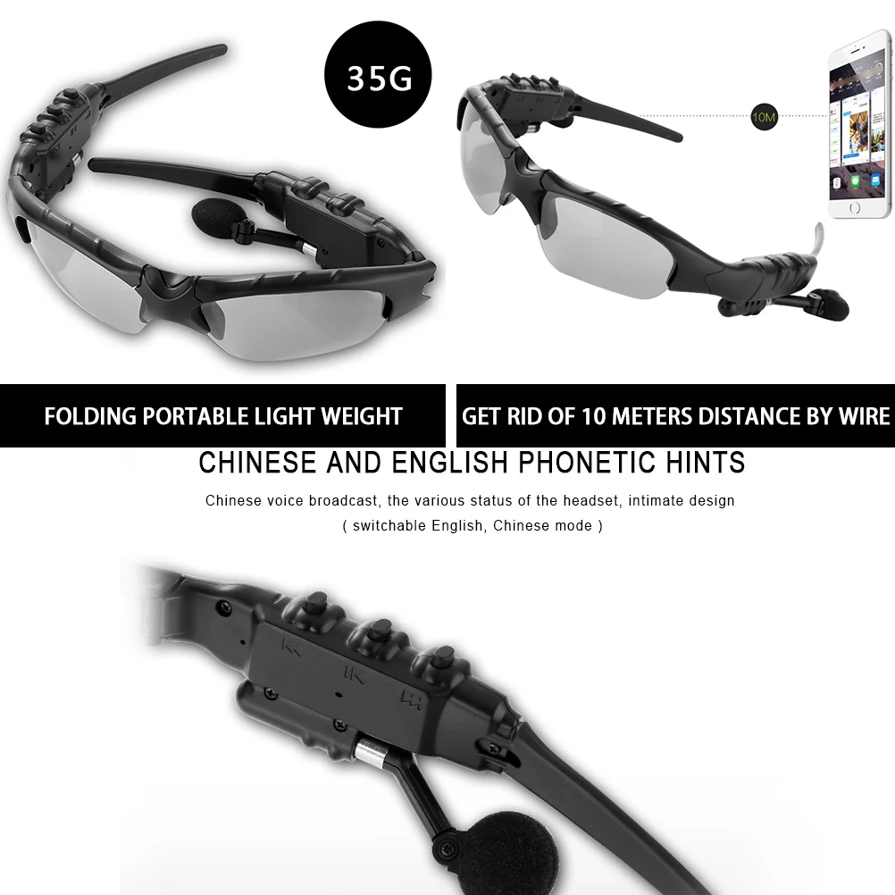 2 в 1 Bluetooth-наушники солнцезащитные очки беспроводная гарнитура цифровые