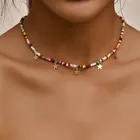 В богемном стиле со старинными цветными бусинами цепь кисточкой звезда, Модный кулон в виде ожерелья ювелирные изделия для женщин элегантные аксессуары N096