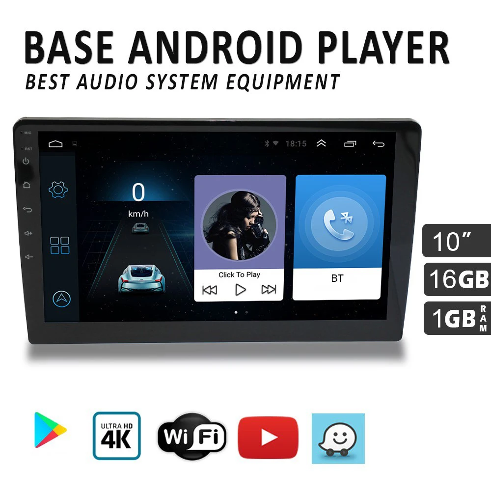 

Car Stereo Radio Multifuntion Player 10 Inch Double Din Android 9.1 GPS Wifi Bluetooth-Compatible 4.0 Touch Screen MP5 Player