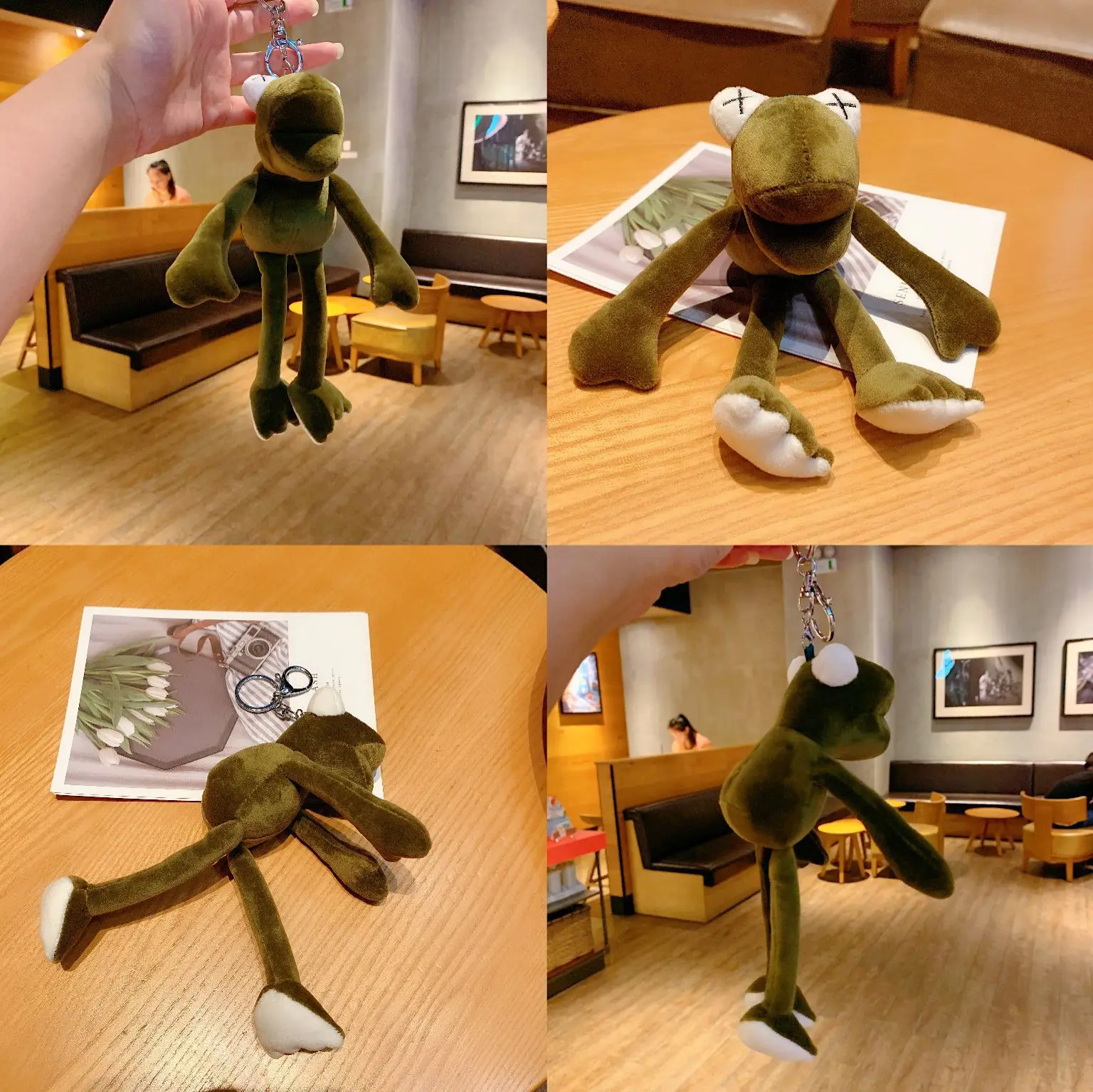 

Korean Version Long Legs Plush Yoga Frog Keychain Web Celebrity Lovers Bag Hanging Doll Machine Gifts Wholesale Keychains