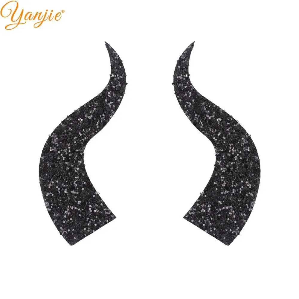 10pairs/lot Glitter Felt Devil Horn For Girls Women Headband Hot Sale Halloween Party Kids Hair Bow DIY Hair Accessories