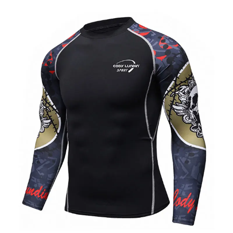 Uscle компрессионная Облегающая рубашка с длинным рукавом и 3D принтом Рашгард для