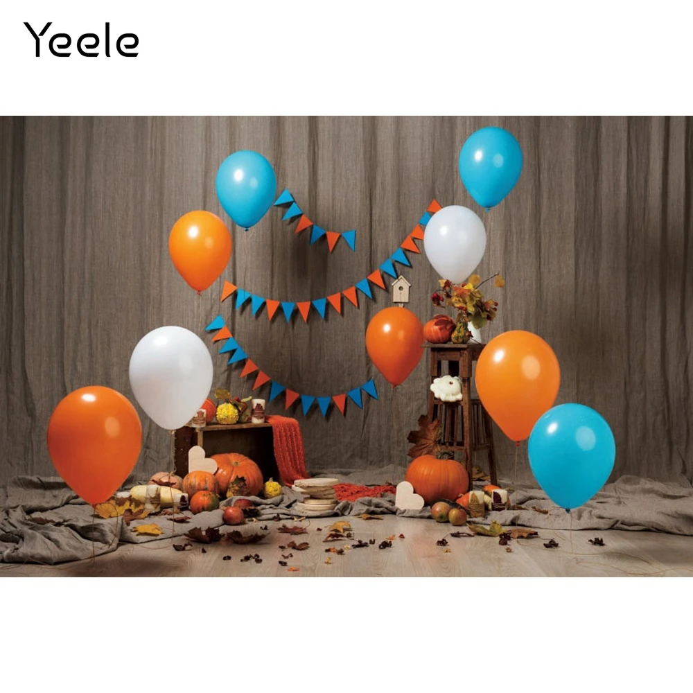 

Yeele Baby Birthday Photocall Photography Backdrop Autumn Maple Balloon Child Portrait Photographic Background For Photo Studio