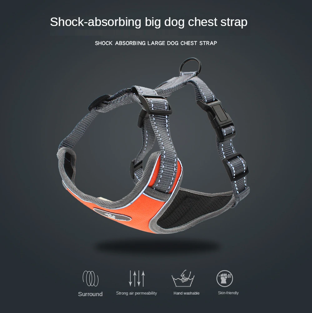 

Big Dog Harness Nylon Reflective Big Dogs Training Vest Harnesses Durable Collar For Medium Large Dog Dog Leash Pet Supplies Set