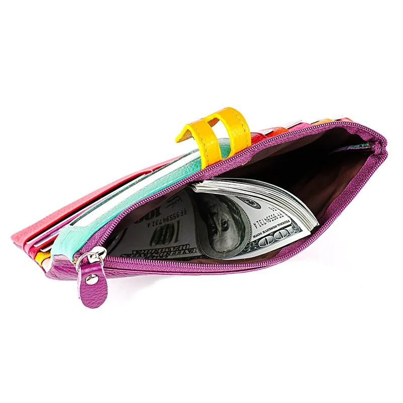 Женский кошелек из натуральной кожи на молнии с отделением для телефона|Женские