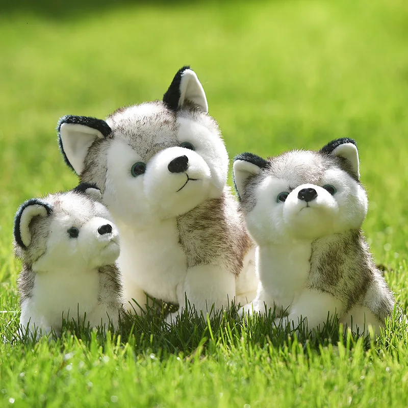 1 шт., симуляция хаски, милая собака, кукла, мягкие плюшевые животные, Kawaii, щенок, детские игрушки для детей, подарок на Рождество, день рождения