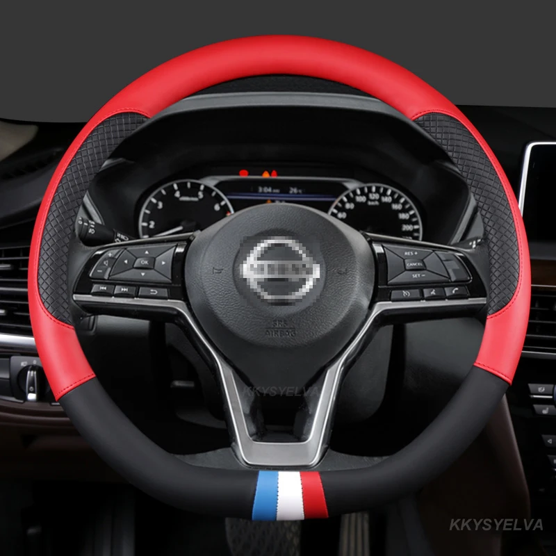 

D-образный чехол рулевого колеса автомобиля для Nissan Rogue Sport Hybrid 2017 2021 X-trail T32 Qashqai 2019 -2021, оплетка