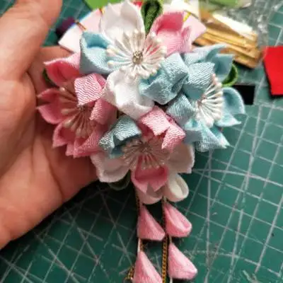 Заколка для волос японское кимоно Yukata повязка на голову из жатой ткани ткань Sakura