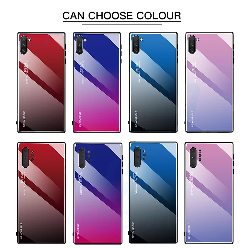 Hacrin чехол для Samsung Galaxy Note 10 Plus с градиентом закаленное стекло бампер жесткая