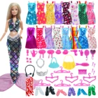 Случайные аксессуары для кукол из 53 предметов = 1x платье с хвостом русалки + 10x мини-платья + 42x аксессуары, сумки, вешалки, обувь, одежда для куклы Барби
