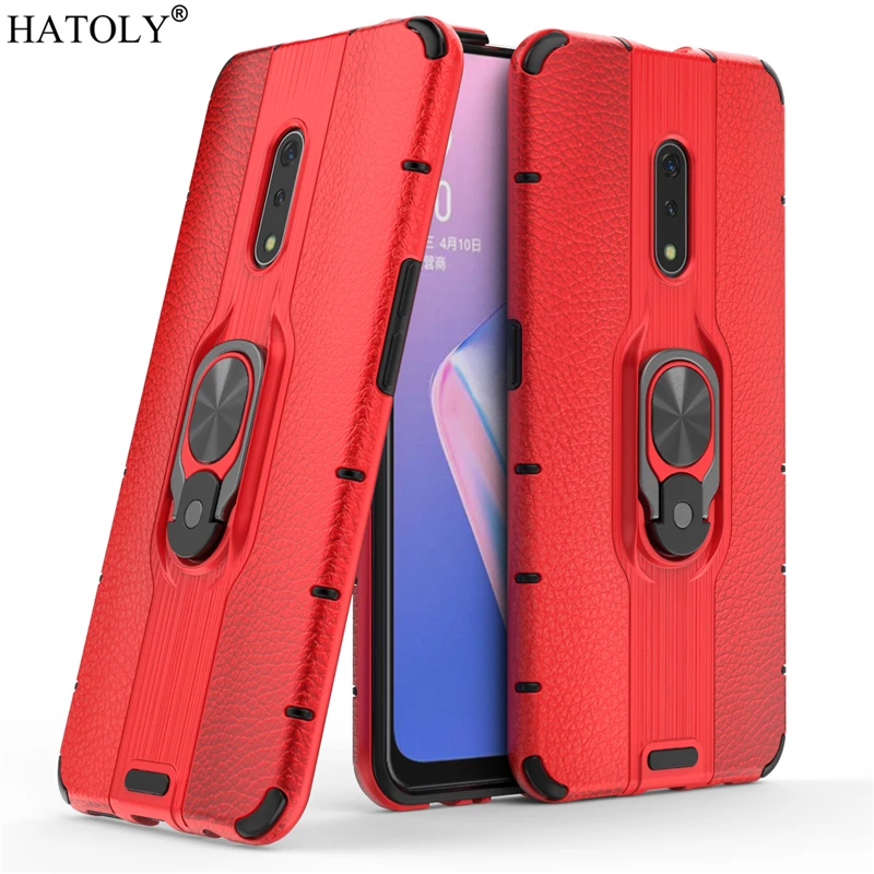 Для OPPO Realme X чехол для защитный с кольцом на палец Силиконовый ПК бронированный