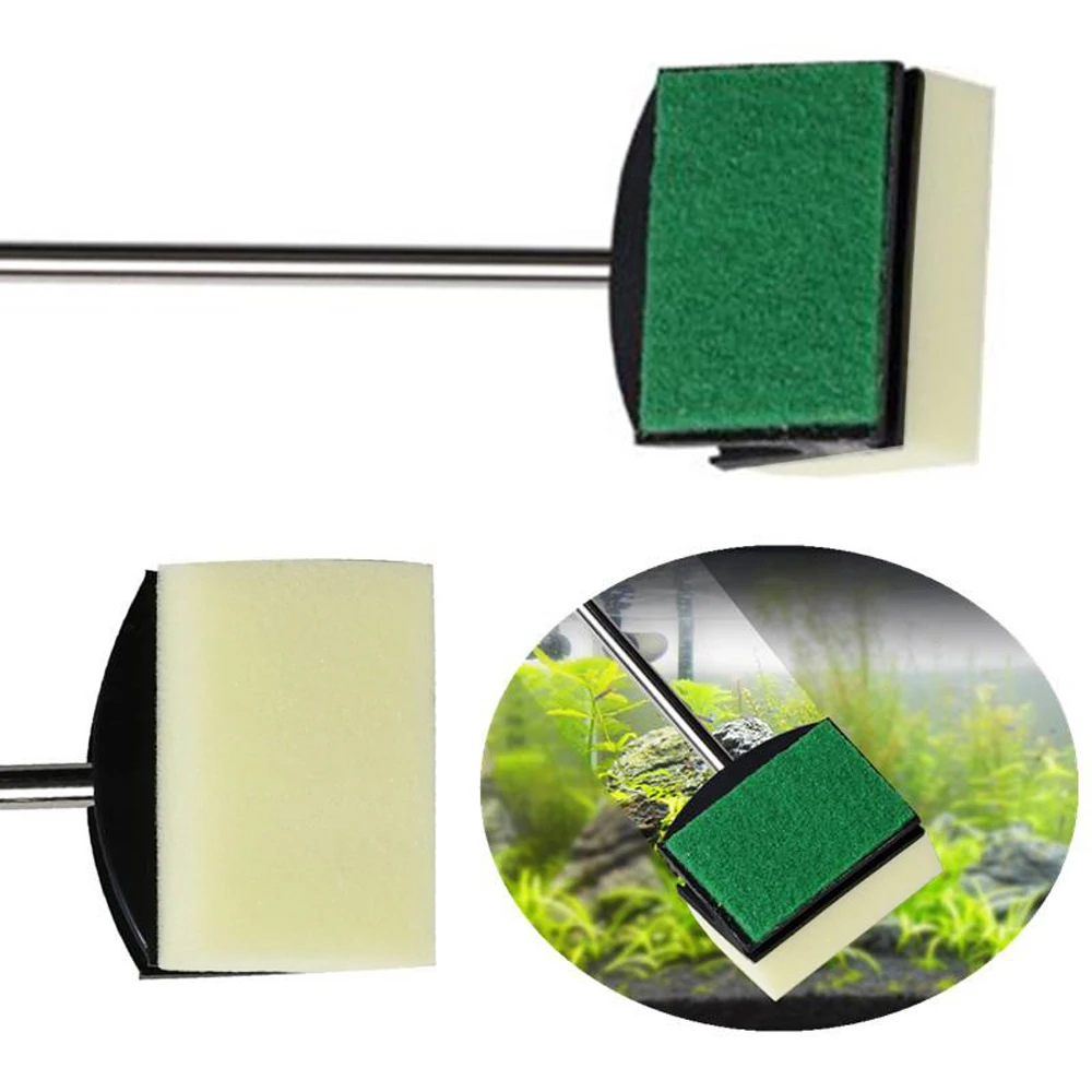 Glass Fish Tank Algae Yellow Green Double Side Sponge Aquarium Cleaning Brush Tool Accessories Fisk Tools |