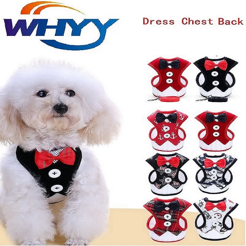 

Adjustable Dog Leash Chest Harness Collar Pet Puppt Cat Bow Tie Evening Dress Straps Gentleman Vest Clothes Seat Belt