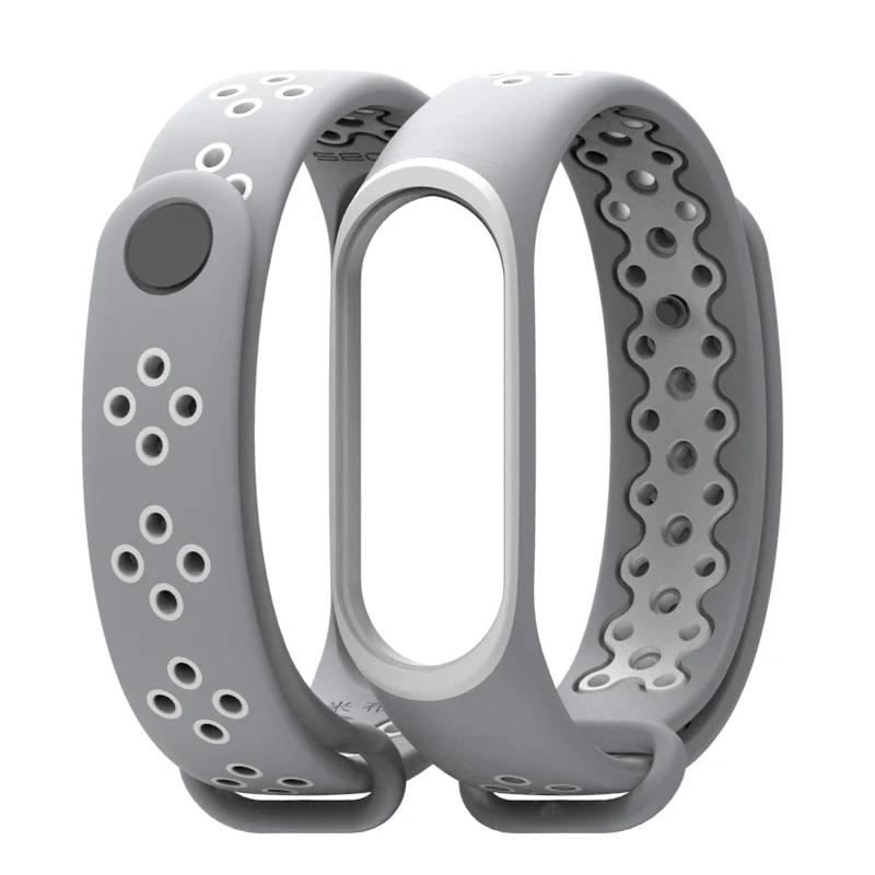 gray White Ремешок mi Band 3 4, спортивные силиконовые часы, браслет на запястье, аксессуары, браслет mi band 3, умный Браслет для Xiaomi mi, ремешок 3 4 - Цвет: gray White