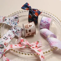 cotton bear ribbon wrapping 25mm 40mm cartoon grosgrain animal character mermaid strawberry print handmade materials bow corsage