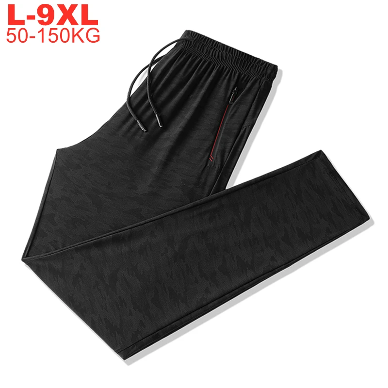 

Men Large 150kg Sporting Trousers Thin Cool Summer Camo Sweatpants Male Plus Size 9xl 8xl 7xl 6xl Camouflage Ice Silk Pants 2021