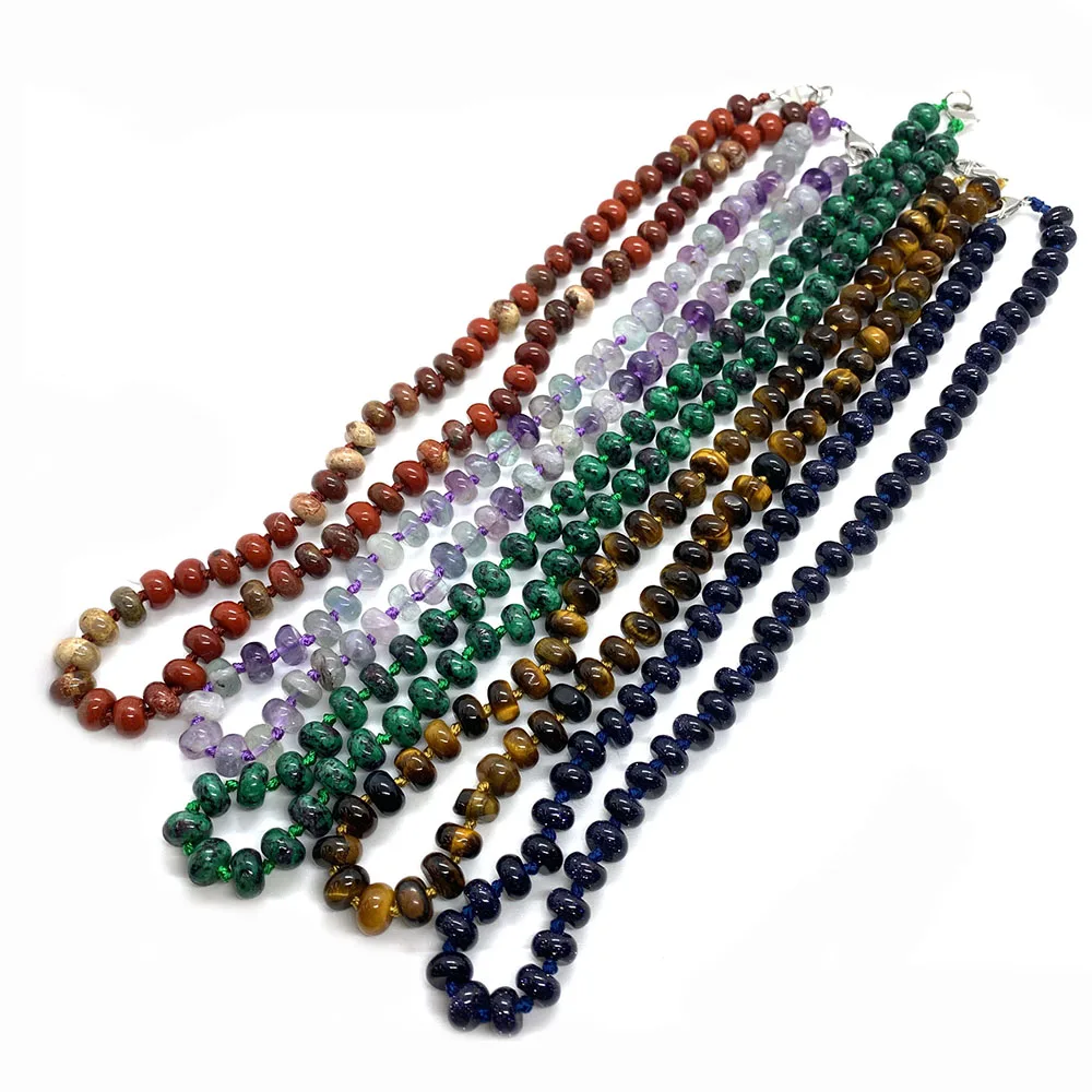 

5x8mm Abacus Beads Natural Stone Semi-precious Stones Ladies Necklace Tiger's Eye Opal Necklace about 18 Inches