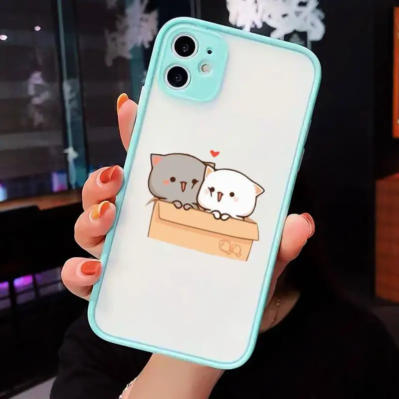 

Peach cat cute cartoon Phone Cases matte transparent For iphone 7 8 11 12 plus mini x xs xr pro max luxury brand cover