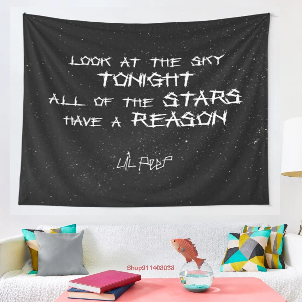 

Lil Peep Star Shopping Lyrics Starry Background tapestry Wall Tapestry Wall Hanging Wall Decor Blanket Bedding Curtain Throw
