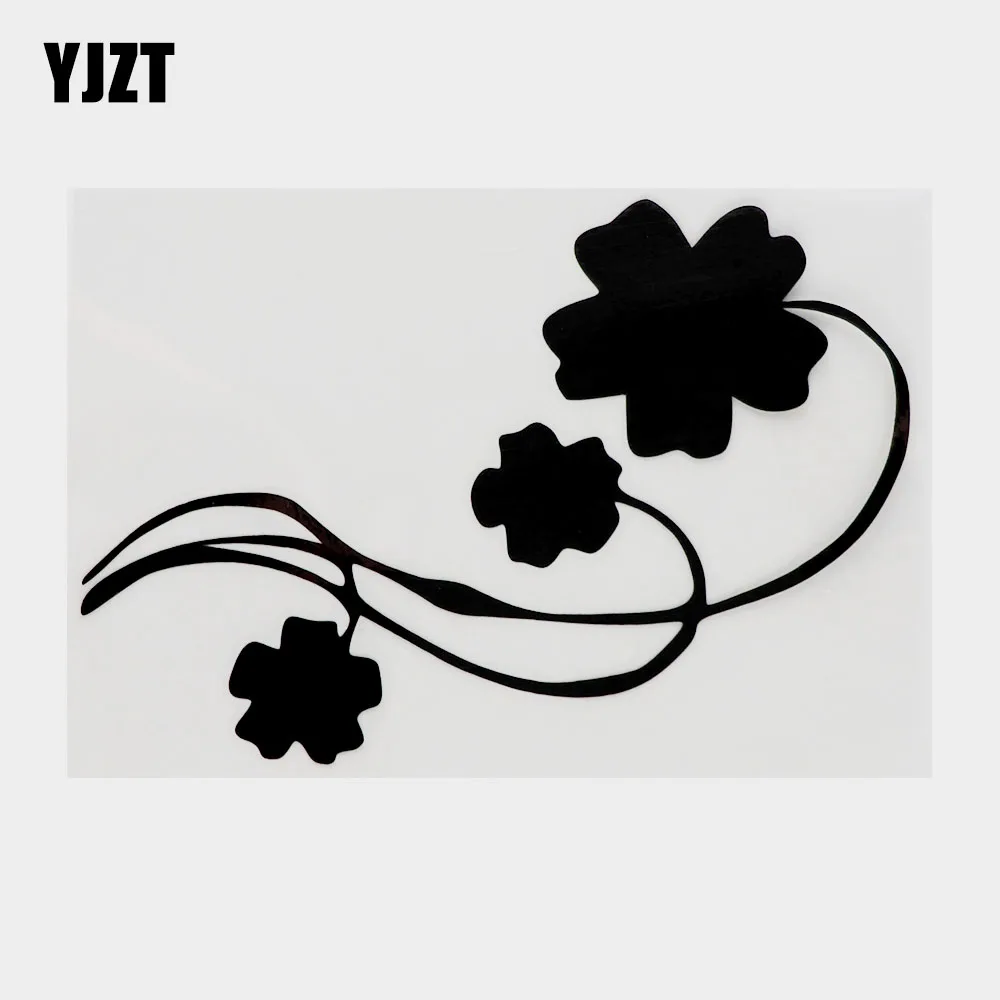 

YJZT 16.8CM×11.1CM Beautiful Flower Vinyl Car Sticker Window Art Decal Black/Silver 18B-0035
