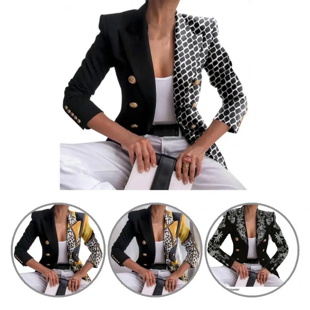 

Temperament Trendy Double Breasted Turndown Collar Blazer Streetwear Autumn Blazer Long Sleeve for Office
