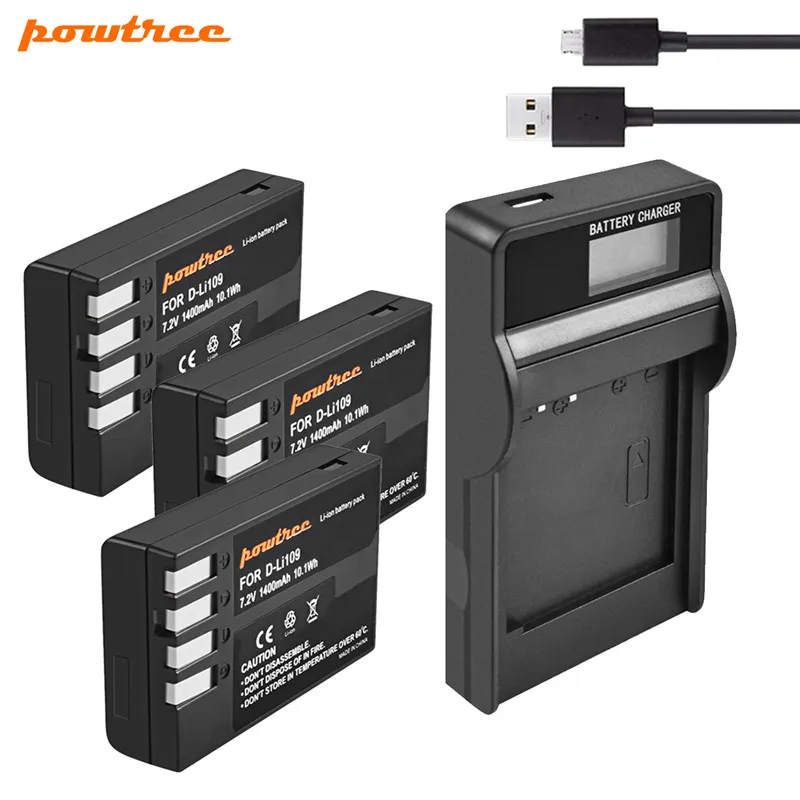 Powtree для PENTAX D LI109 Li Ion DLI109 батарея + USB ЖК дисплей Зарядное устройство Pentax K 30 50 500 S1