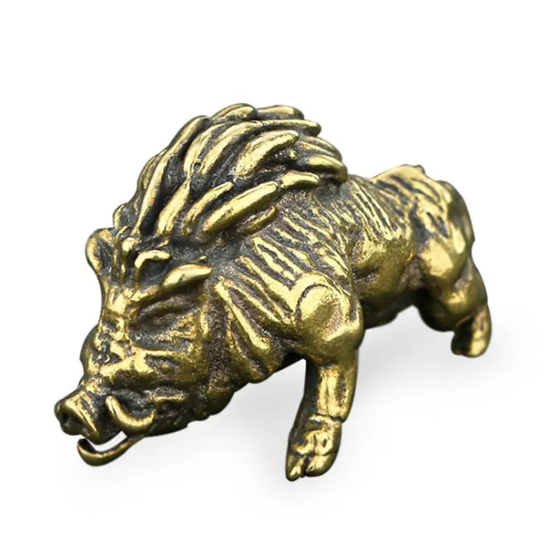 

3D Solid Brass Wild Boar Casting Animal Figurine Metal Sculpture Home Office Room Desktop Decoration Collect Ornaments Gifts