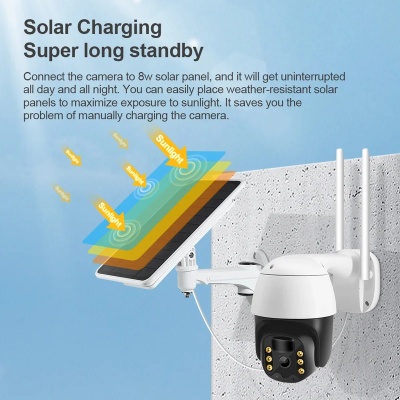 

SHIWOJIA Ourdoor Solar Camera Wifi 1080P Survaillance Wireless Battery Smart Home 4X Zoom Low Power PIR Cctv PTZ Dome 360 Cam