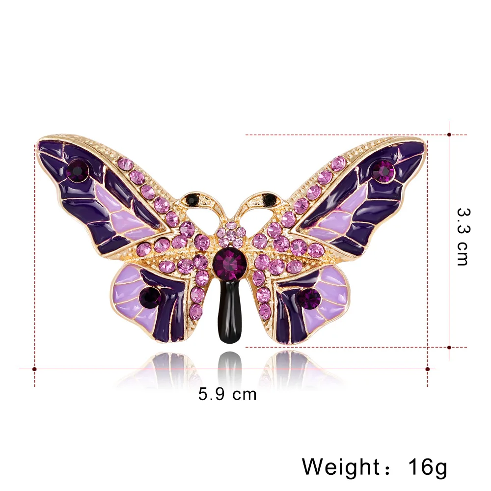 Эмалированная булавка в форме бабочки Стразы Милые Броши виде голубого