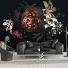 Фотобумага на заказ для стен, настенная 3D картина с черными пионами, цветами, Современная гостиная, диван, спальня, домашний декор, бумажная