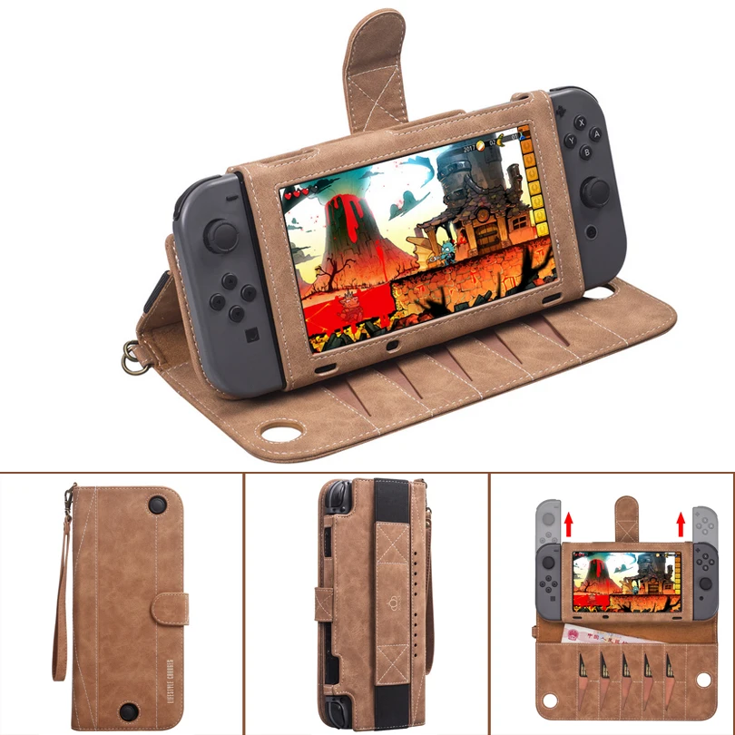 Портативная кожаная сумка для Nintendos Switch многофункциональный чехол хранения