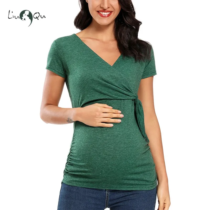 Женские футболки для беременных летние топы туника с запахом женская одежда