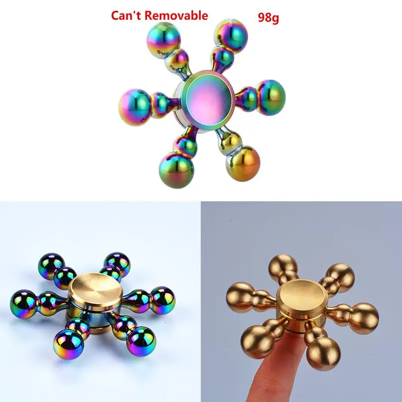 Спиннер для рук с шестью ручками Тыква из чистой меди гироскоп пальцев Снятие