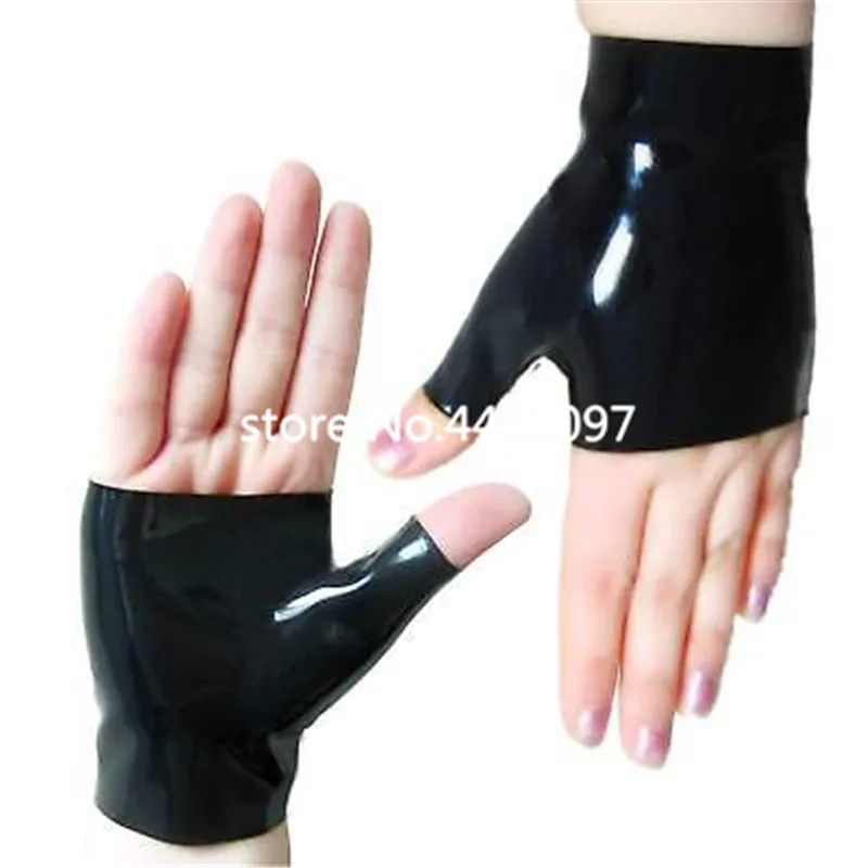Сексуальные латексные секреты Короткие перчатки без пальцев на запястье женские